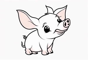 very cute piglet.
outline only
black and white only tattoo idea