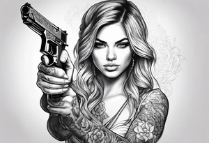 woman with a gun tattoo idea