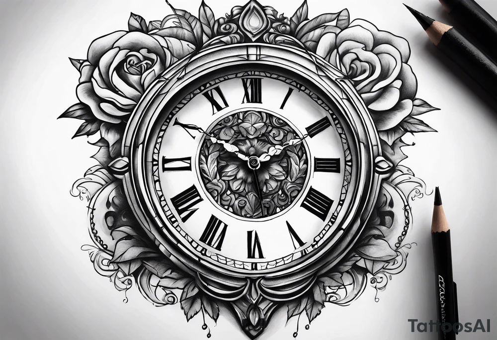 Roman clock tattoo idea