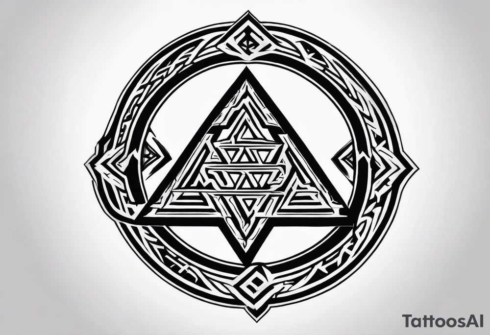 Valhalla  round shield axe
Valknut tattoo idea