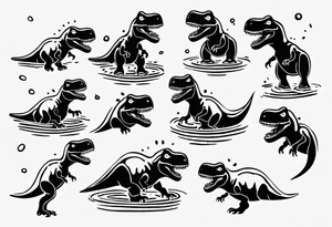 silly happy t rex in a pool tattoo idea
