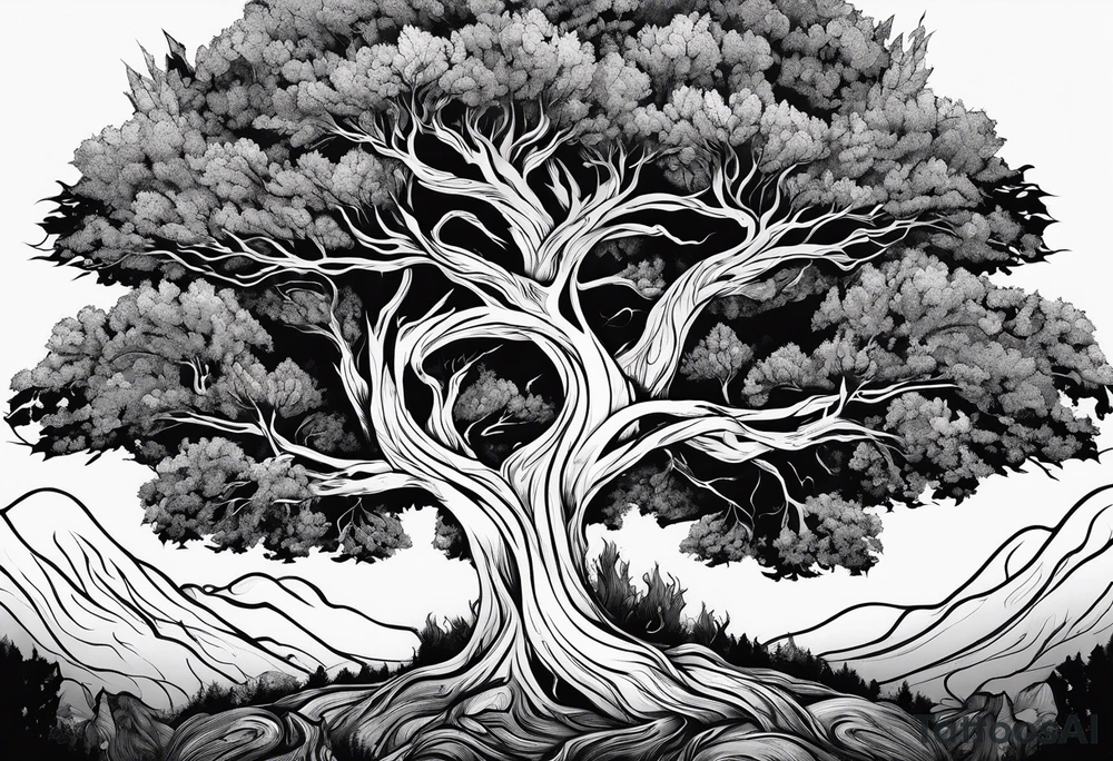 trees on fire tattoo idea