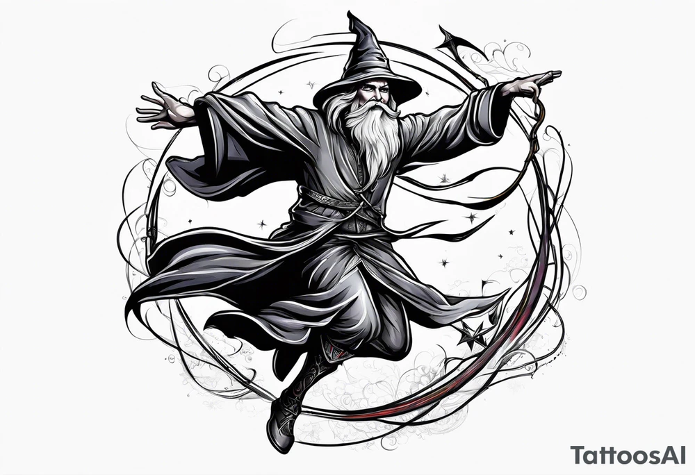 leaping wizard tattoo idea