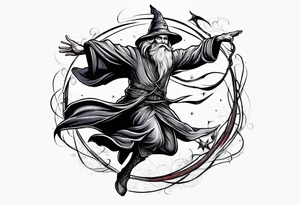 leaping wizard tattoo idea