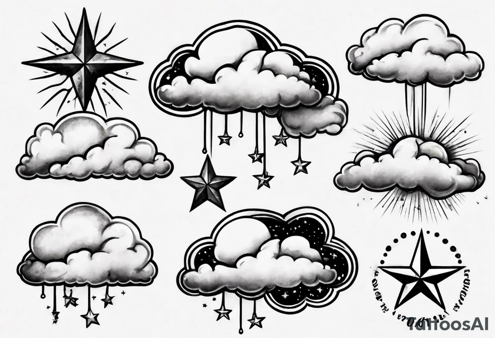 cloud with the date and stars tattoo idea