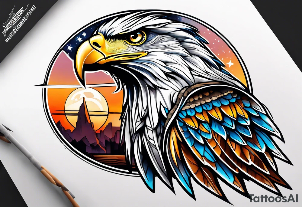 Star hawk tattoo idea