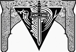 Valhalla sheild sword stairs tattoo idea