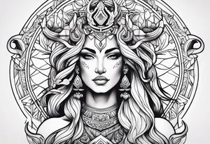 Powerful majestic taurus goddess tattoo idea