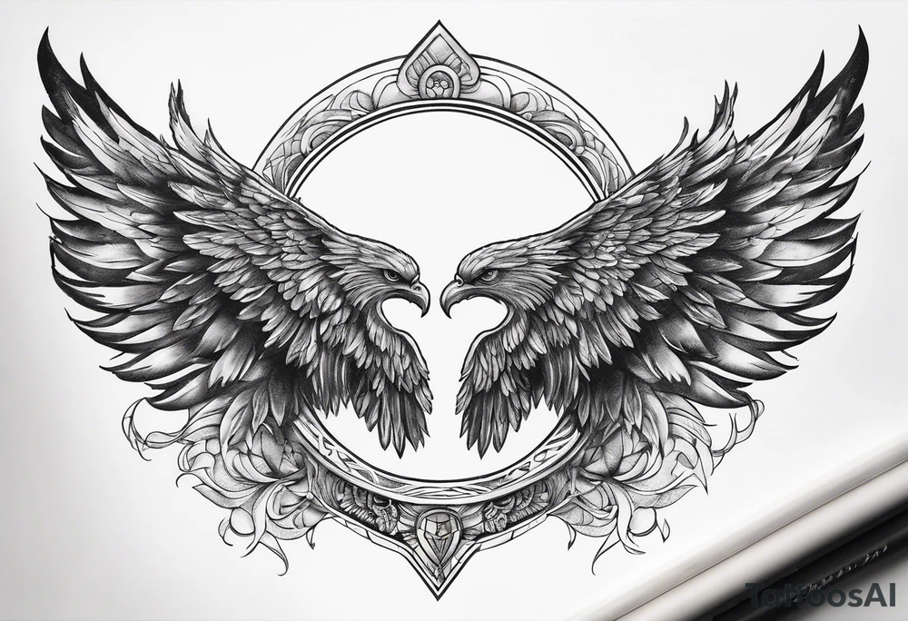 a halo over a pair of wings tattoo idea