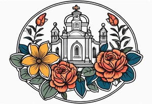 pray

old school vintage simple traditional design with vintage flowers surrounding
bold color simple tattoo idea