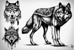 Indian Theme wolf photorealism tattoo idea