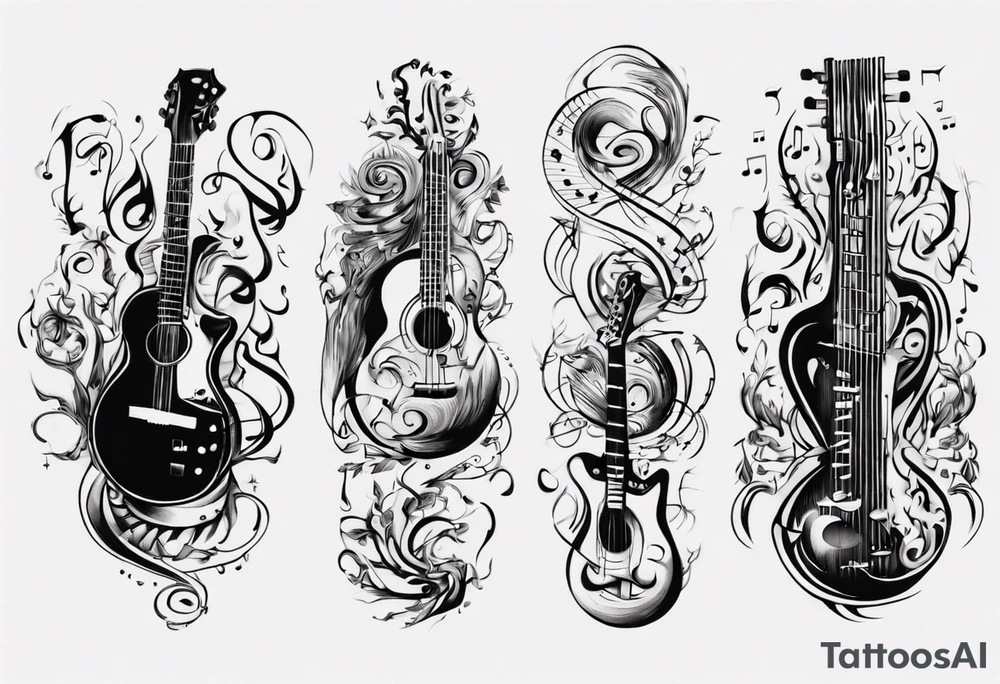 music stave hearth tattoo idea