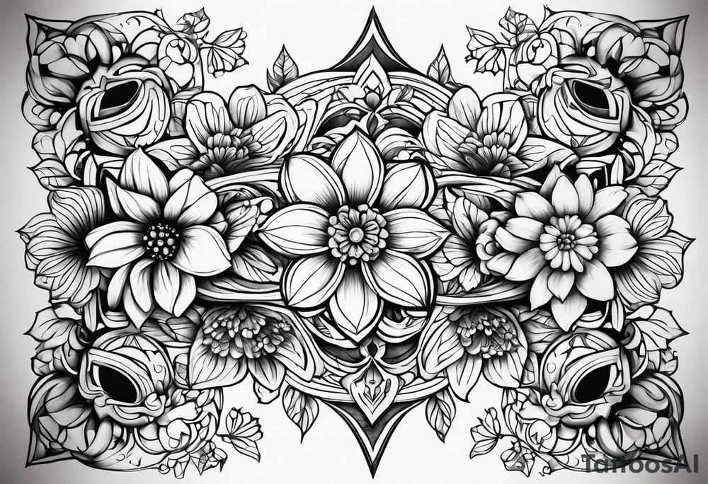 ornaments of flowers tattoo idea