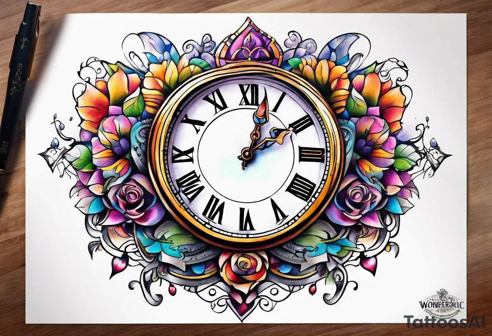Wonderland clock tattoo idea