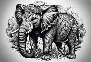 Tatoage sleef met Jungel, olifant, tijger, beer, leeuw, cameleon tattoo idea