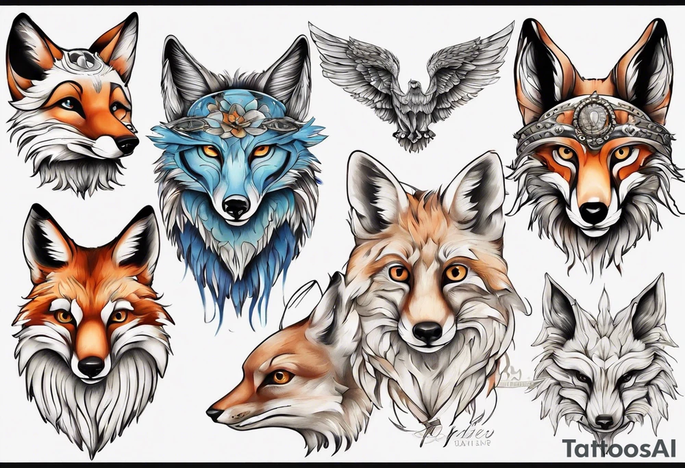 ein tier aus fuchs und eule tattoo idea