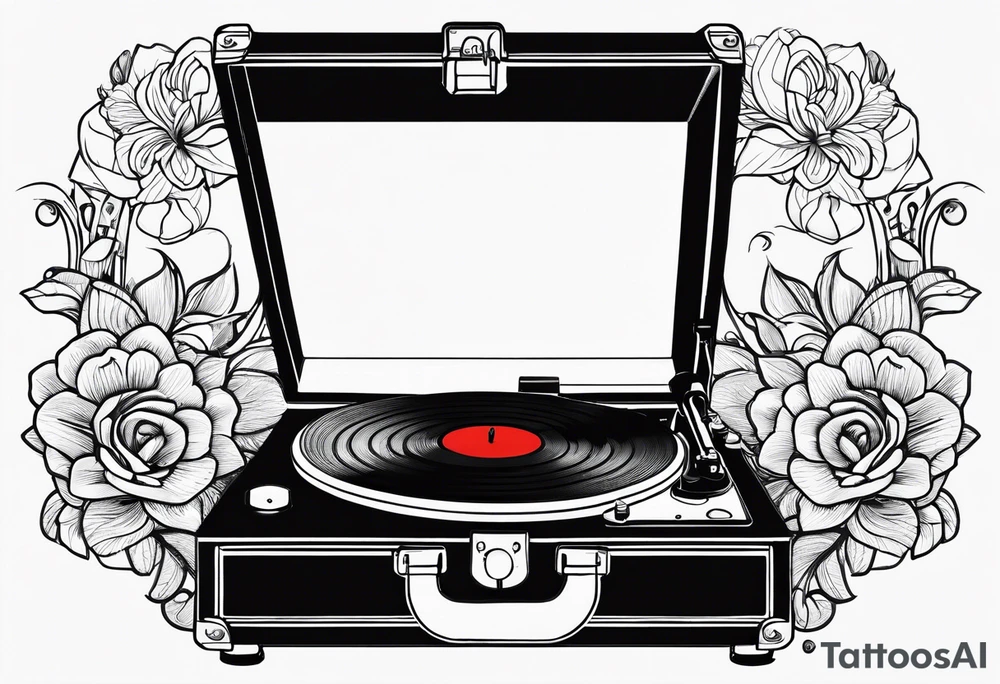 Recordplayer minimalistic fineline drawed in 2D tattoo idea Recordplayer minimalistic fineline drawed in 2D tattoo idea