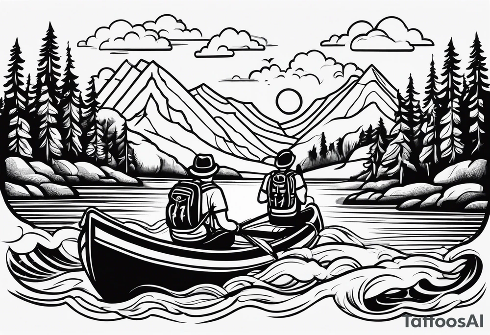 Hiking, peace, rafting tattoo idea