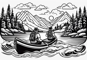 Hiking, peace, rafting tattoo idea