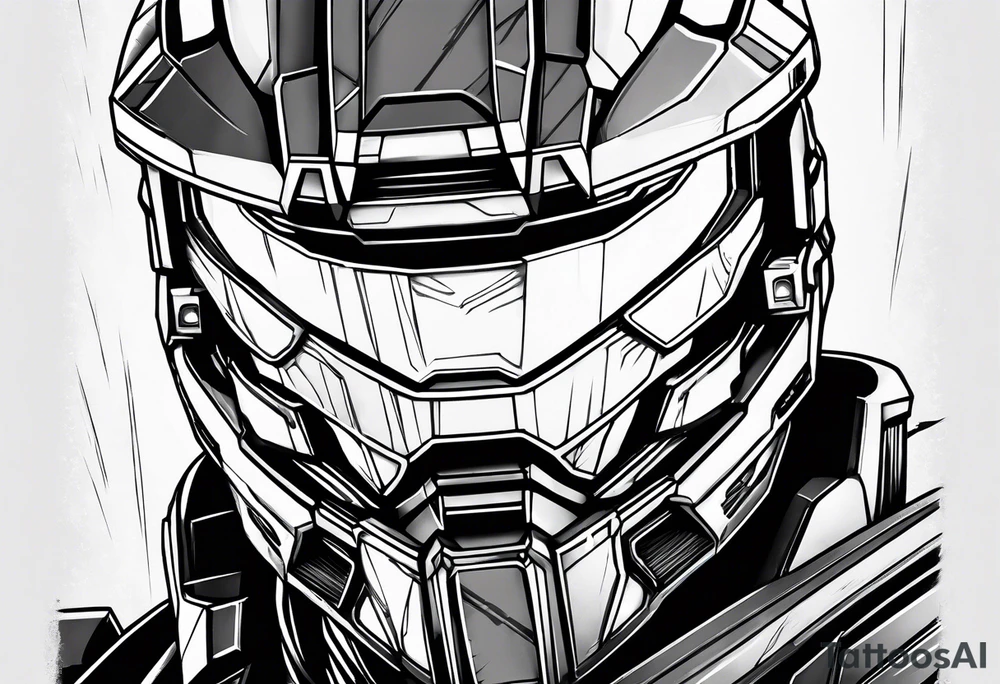 Master chief helmet through a energy sword tattoo idea Master chief helmet through a energy sword tattoo idea