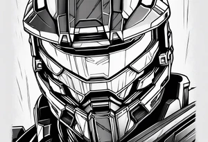 Master chief helmet through a energy sword tattoo idea