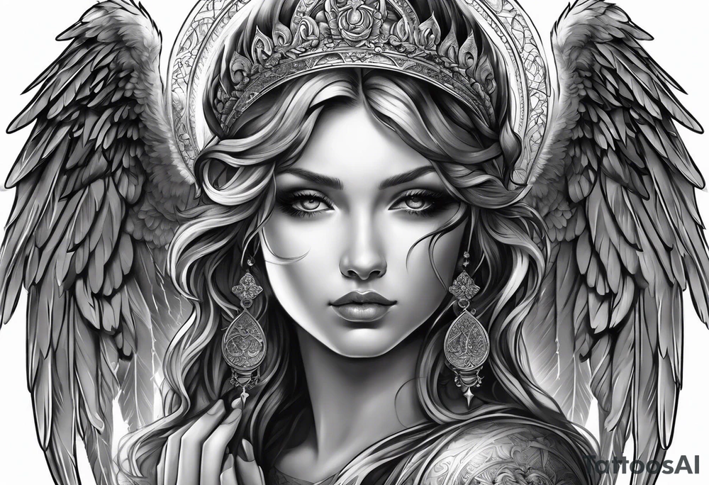 Angel with prayer hands tattoo idea
