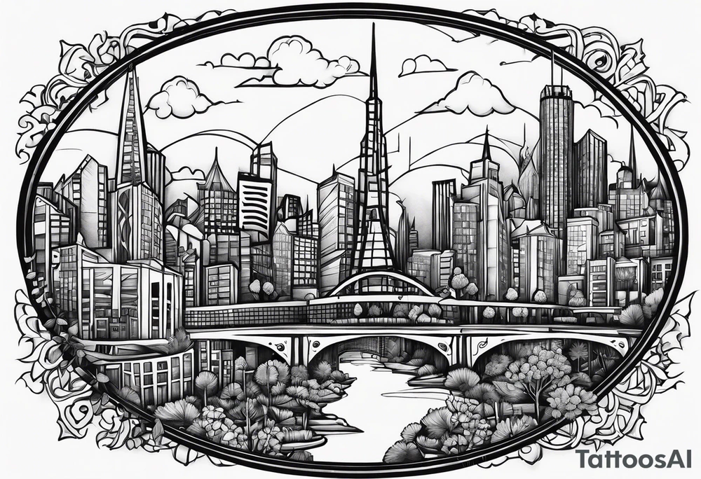 simple city life tattoo idea