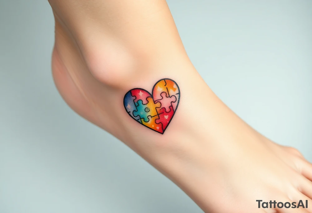 autism heart puzzle shape symbol tattoo idea
