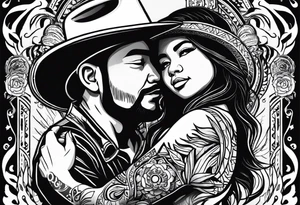Mexican American inspired that incorporates being a father,  building generational wealth. Include elements of the Pacific Northwest Forrest on shoulder.
Add silhouette of Little boy and little girl tattoo idea