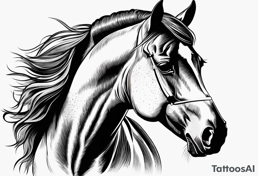 Welsh pony horse head with white face markings tattoo idea