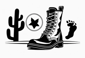 texas outline with a dog paw and boots tattoo idea