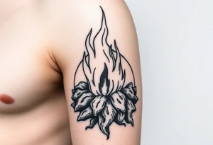 flame in a heavy roots sphere tattoo idea