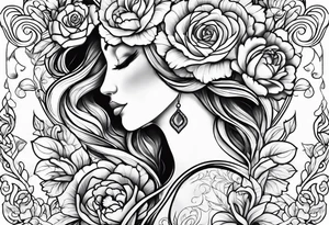 Mom and son , hearts and flowers tattoo idea