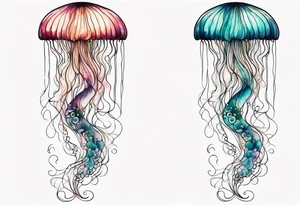 Delicate jellyfish long thin tattoo idea