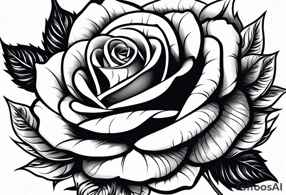 rose from which you can see the head of a snake tattoo idea