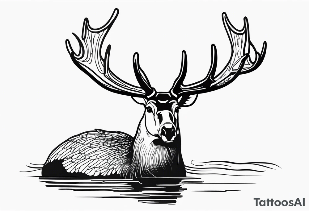 Canadian goose with moose antlers on its head tattoo idea