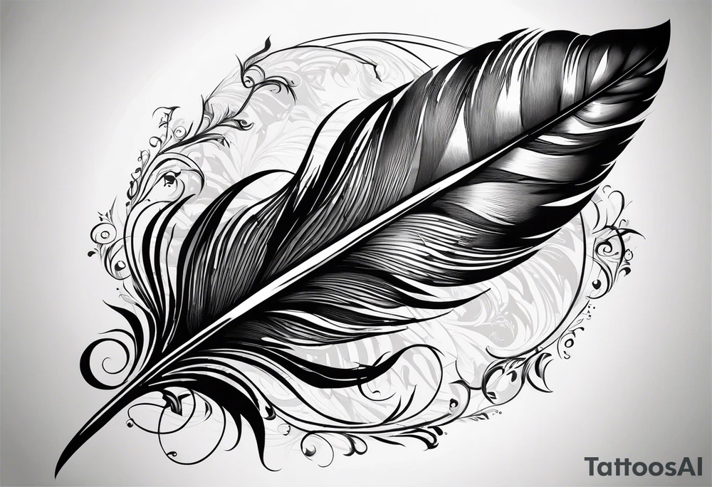 feather with text above “ I’ll be there till the end” And text below “I’m already there” tattoo idea