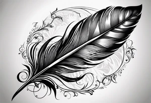 feather with text above “ I’ll be there till the end” And text below “I’m already there” tattoo idea