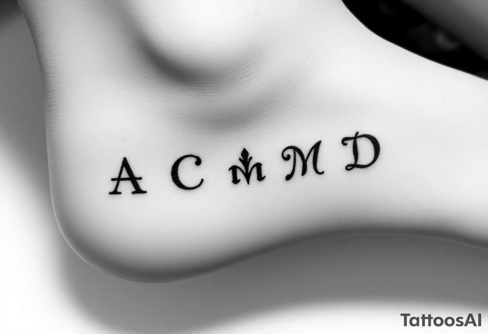 Is there a very simple small tattoo design  for a group of 4 friends from 4  different places Burgos , madrid , brasil , granada  that get reunited every 2 years . We all met in London 

Initials A C M D must be included tattoo idea