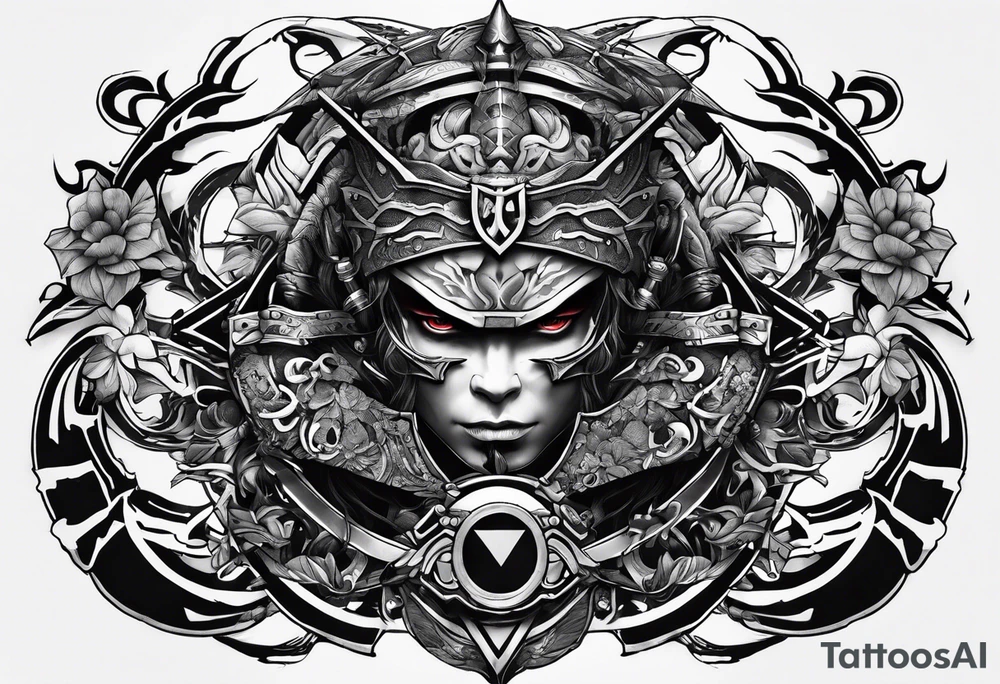 the letters A W R in the middle of a ninja headband tattoo idea