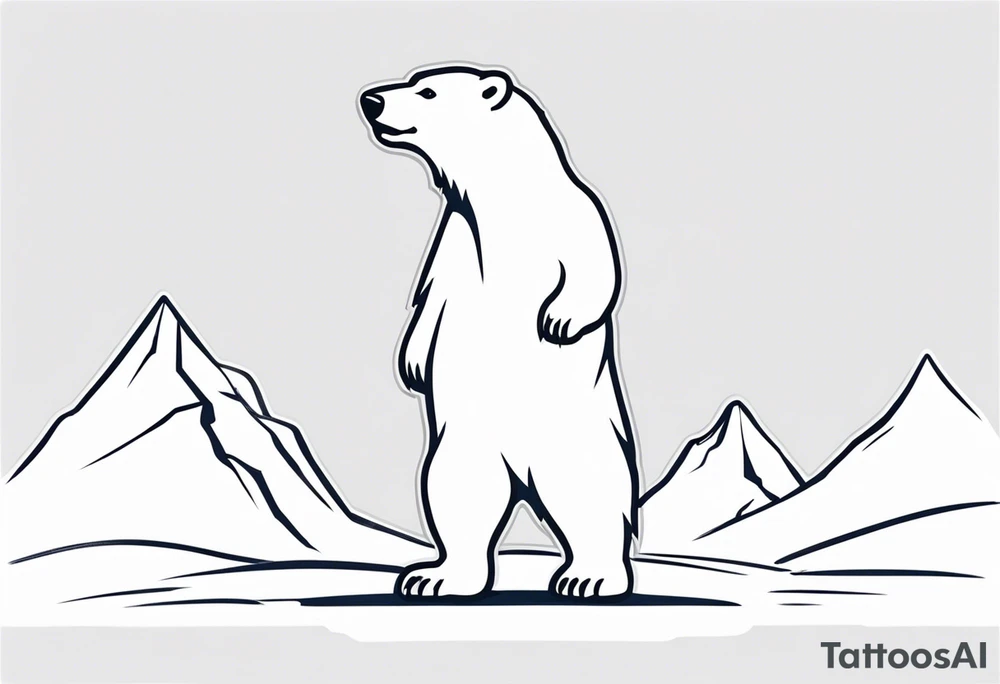 Polar bear standing on hind legs wearing a winter hat and snow goggles tattoo idea