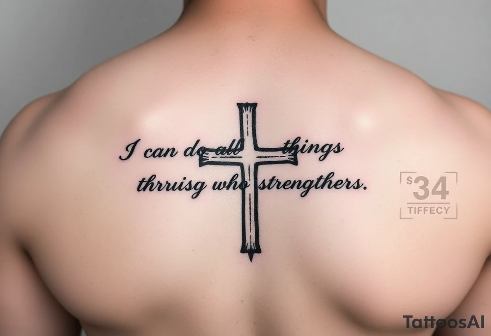 I can do all things through Christ who strengthens me scripture fading out of a cross tattoo idea