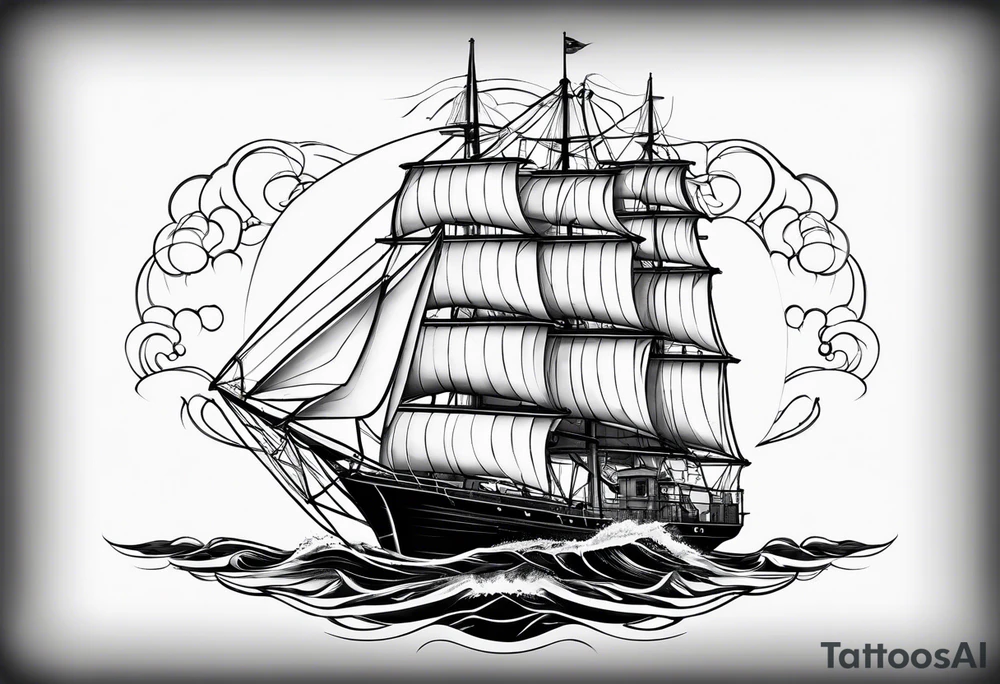 maritime lighthouse in a sailboat serving as a mast for a sail. tattoo idea