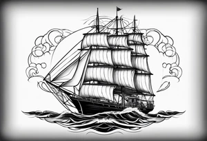 maritime lighthouse in a sailboat serving as a mast for a sail. tattoo idea
