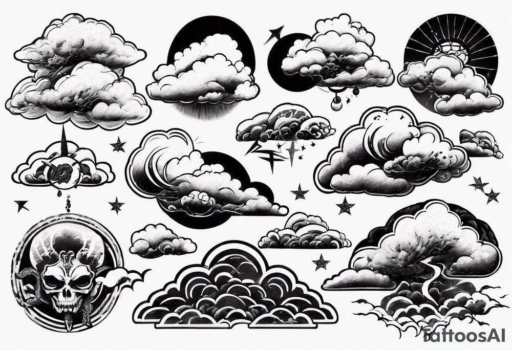 big clouds and thunder tattoo idea