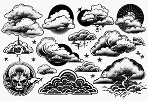 big clouds and thunder tattoo idea
