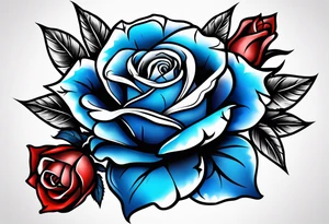 Native American Colored blue and red roses tattoo idea