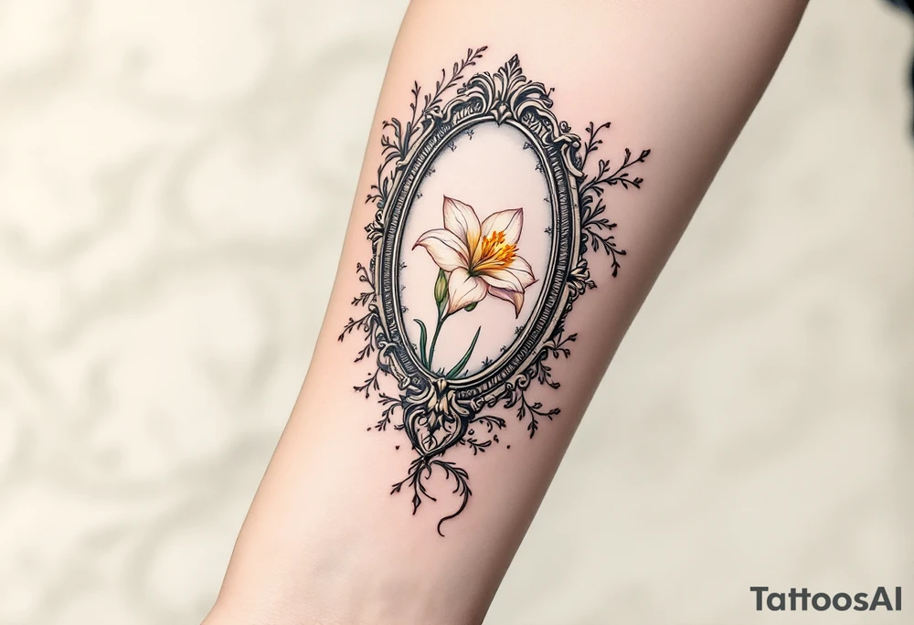 antique mirror with narcissus in it tattoo idea