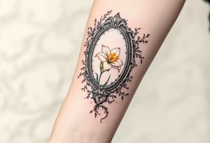 antique mirror with narcissus in it tattoo idea