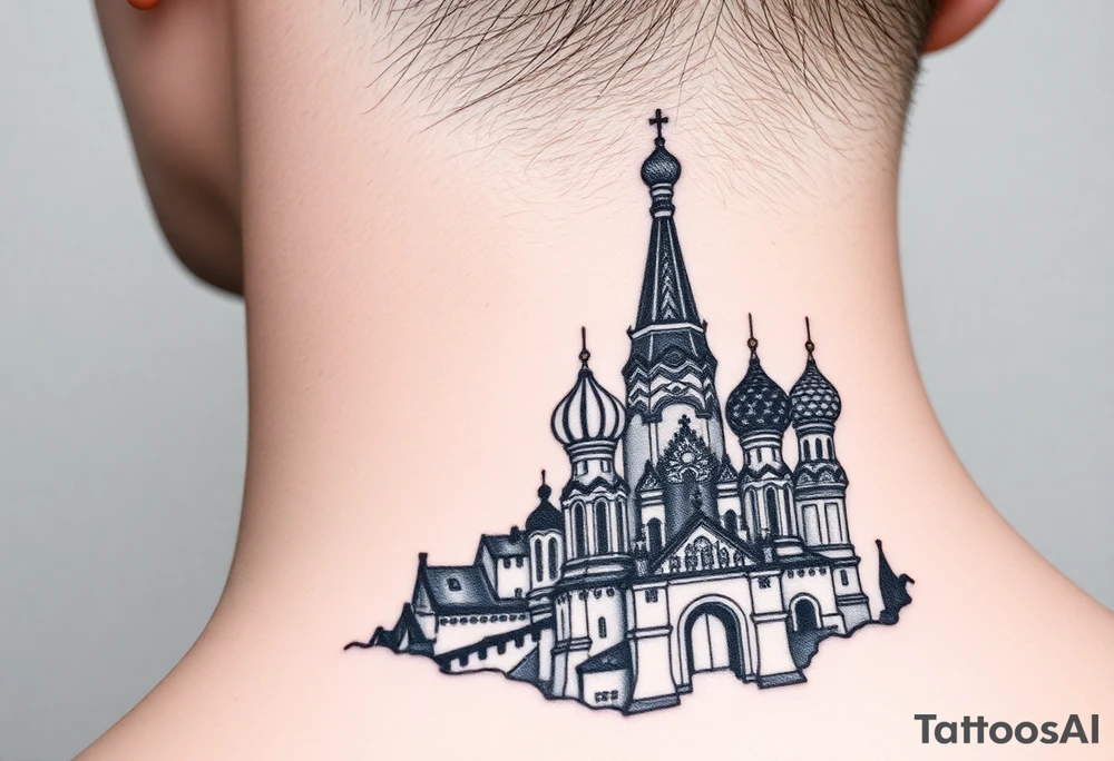 The Kremlin or St. Basil's Cathedral scene tattoo idea